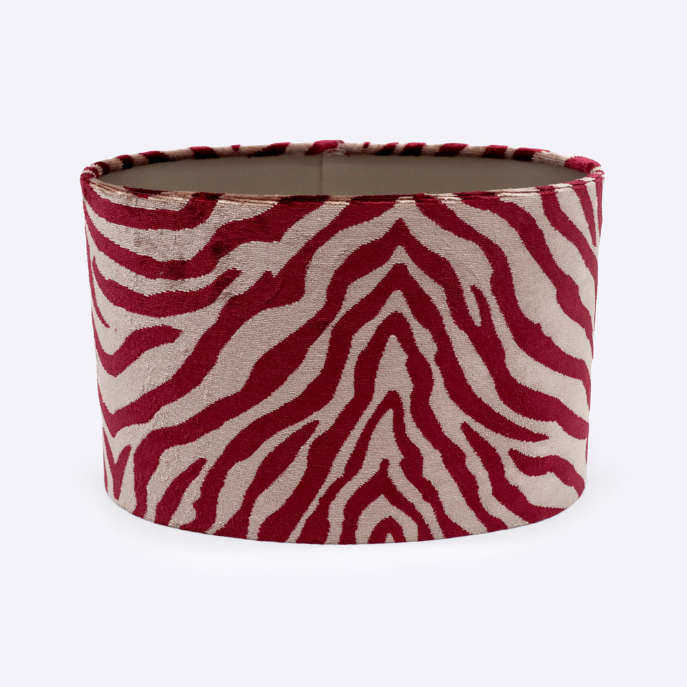 Lampshade, oval, with dark red zebra pattern on beige background ° Darwin's  Daughter